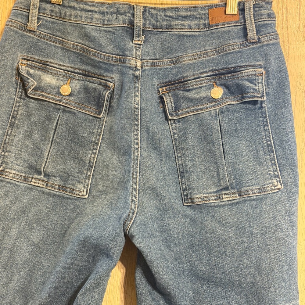 Judy Blue Wide Leg Blue Cargo Jeans - Picture 11 of 13